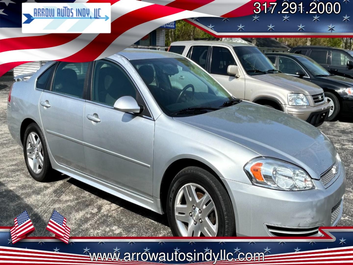 2013 Silver Chevrolet Impala LT (2G1WB5E3XD1) with an 3.6L V6 DOHC 16V FFV engine, 6-Speed Automatic transmission, located at 2710A Westlane Rd., Indianapolis, IN, 46268, (317) 291-2000, 39.885670, -86.208160 - Photo#0